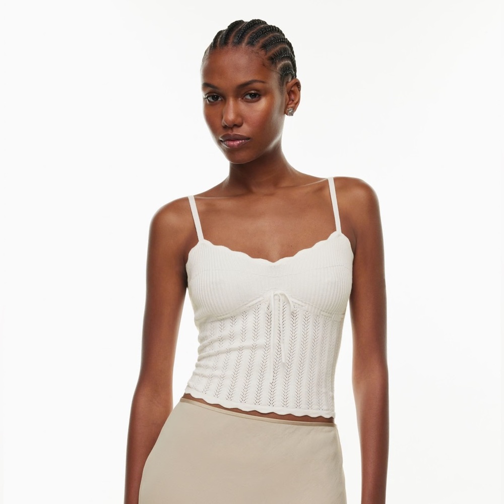 Aritzia White Soloist Knit Tank